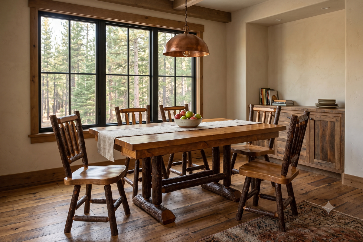 Sawtooth Hickory Trestle Table