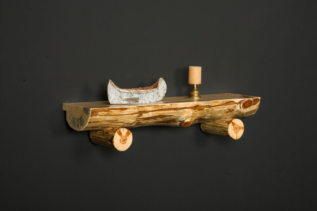 Log fireplace mantel