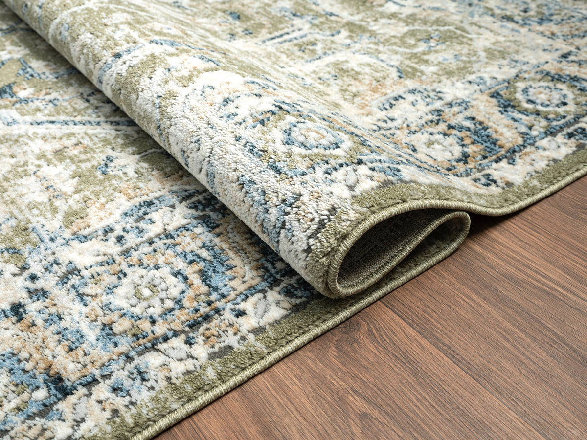 Abani Savoy Vintage Green Blue Area Rug