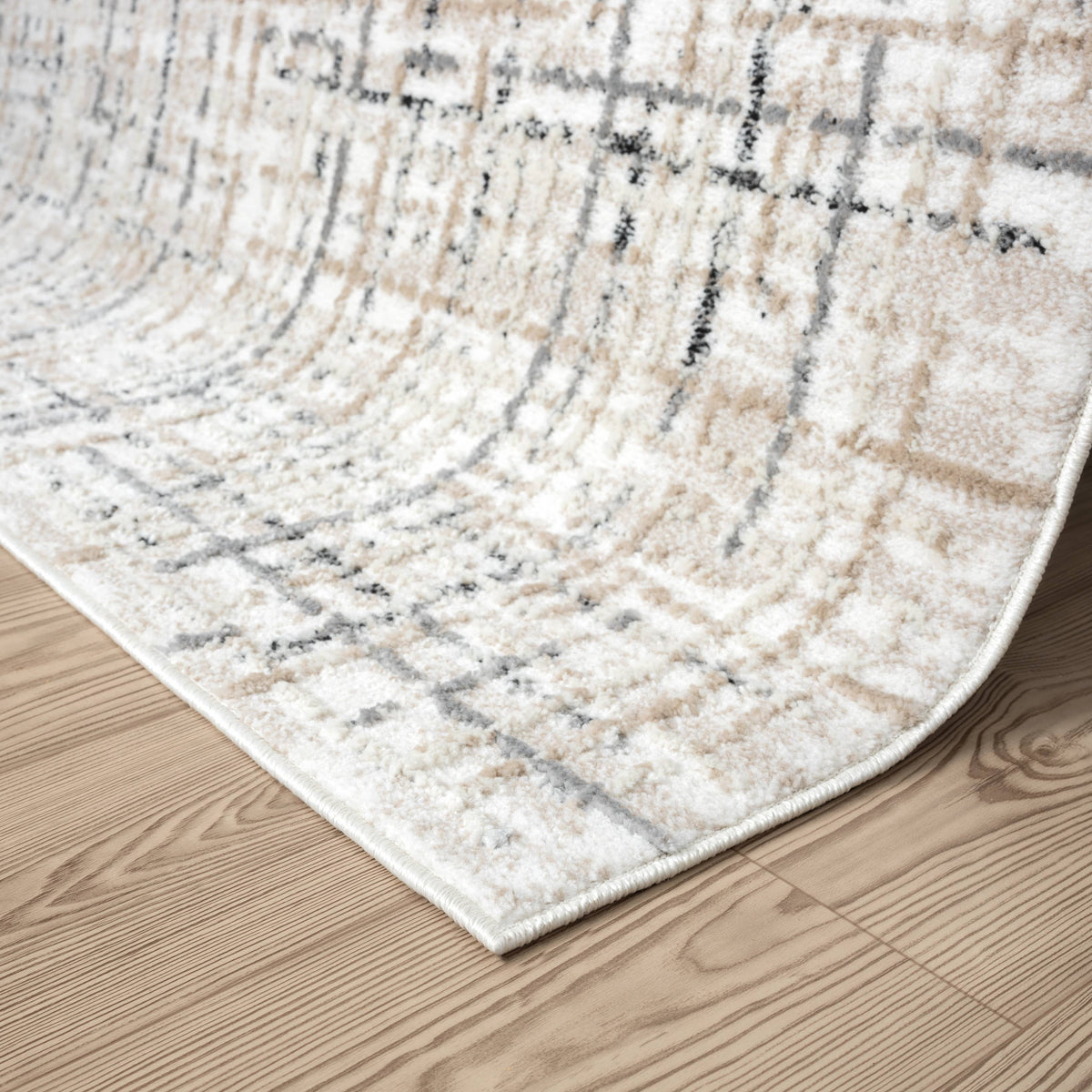 Abani Viva VIV130A Neutral Beige Grey Crosshatch Area Rug