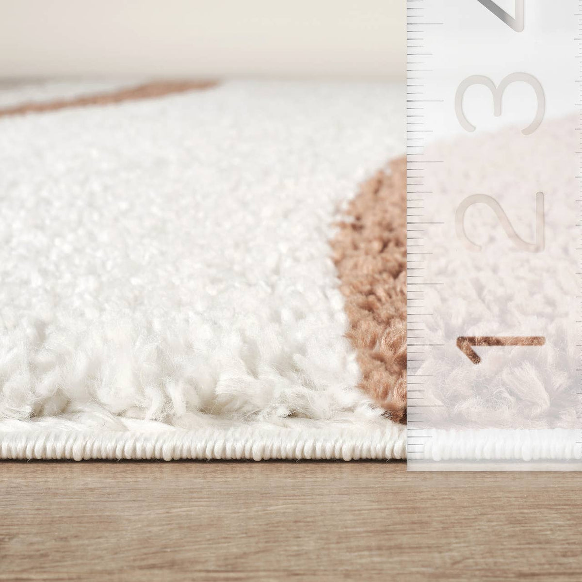 Lisbon Ivory Shag Rug with Taupe and Brown Rainbow Arches