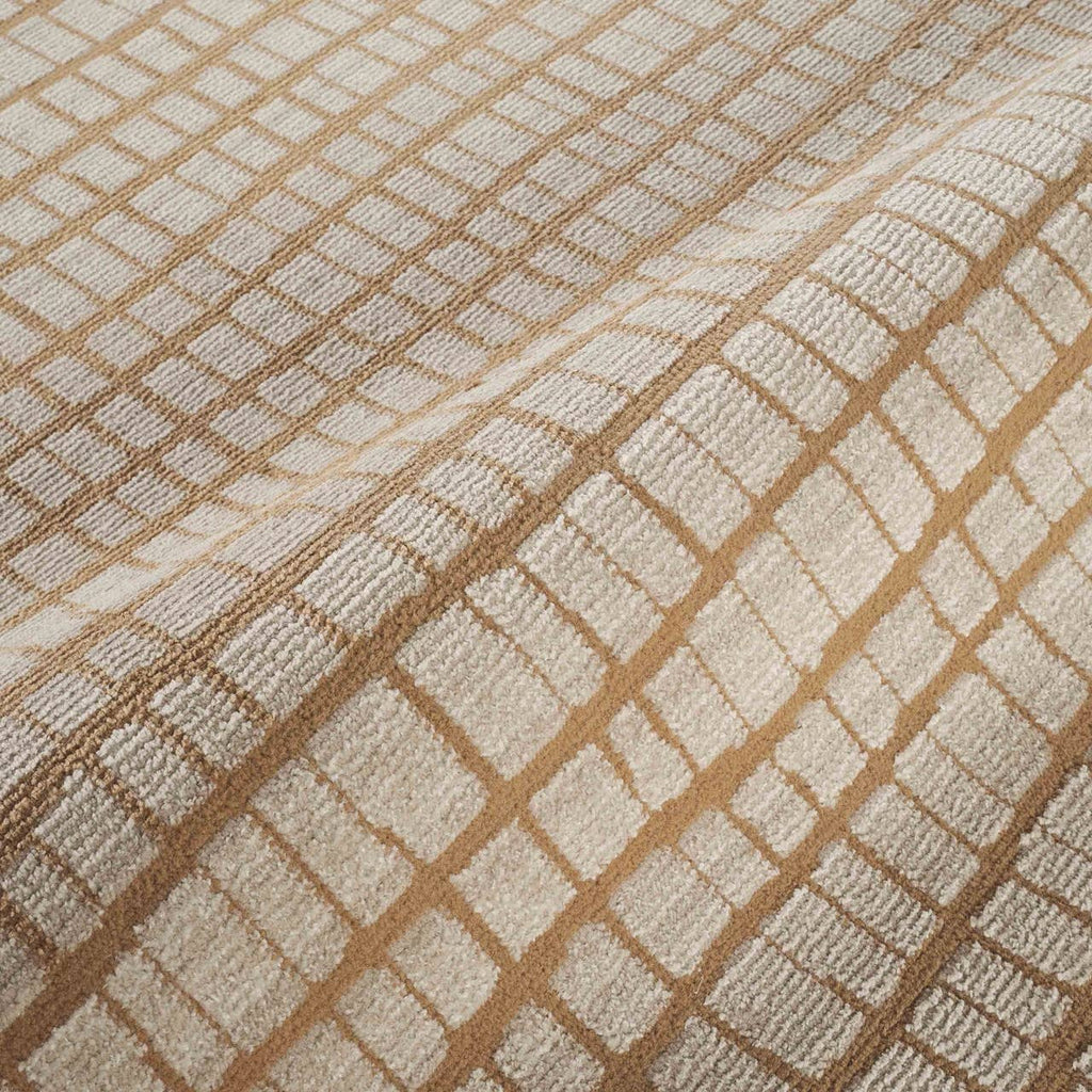 Evelyn Modern Grid Fade Beige Camel Brown Area Rug
