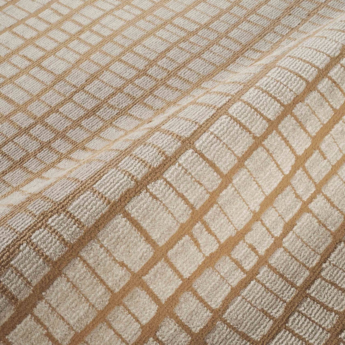 Evelyn Modern Grid Fade Beige Camel Brown Area Rug