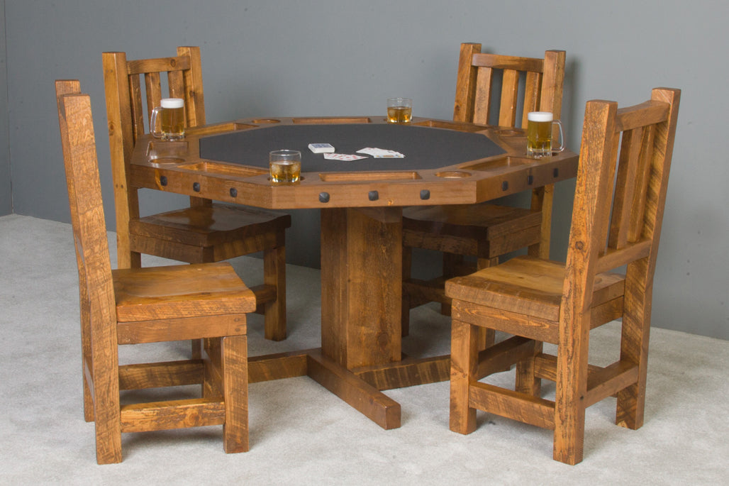 Barnwood poker table, honey pine finish
