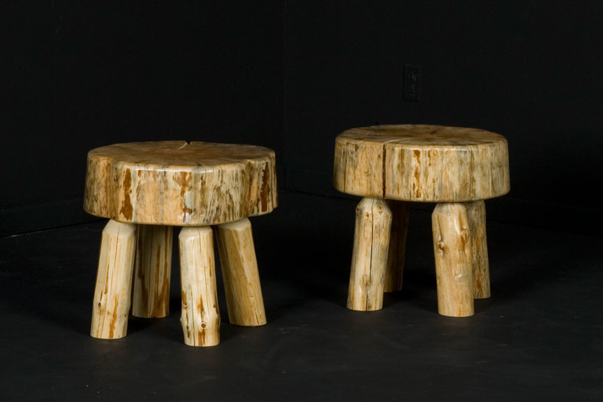Log sitting stool