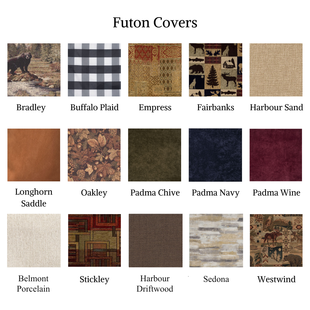Futon cover fabric options — full range of available patterns and colors
