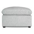 My Cloud 30 inch Ottoman in Greige staged in a cozy living room with matching sofa