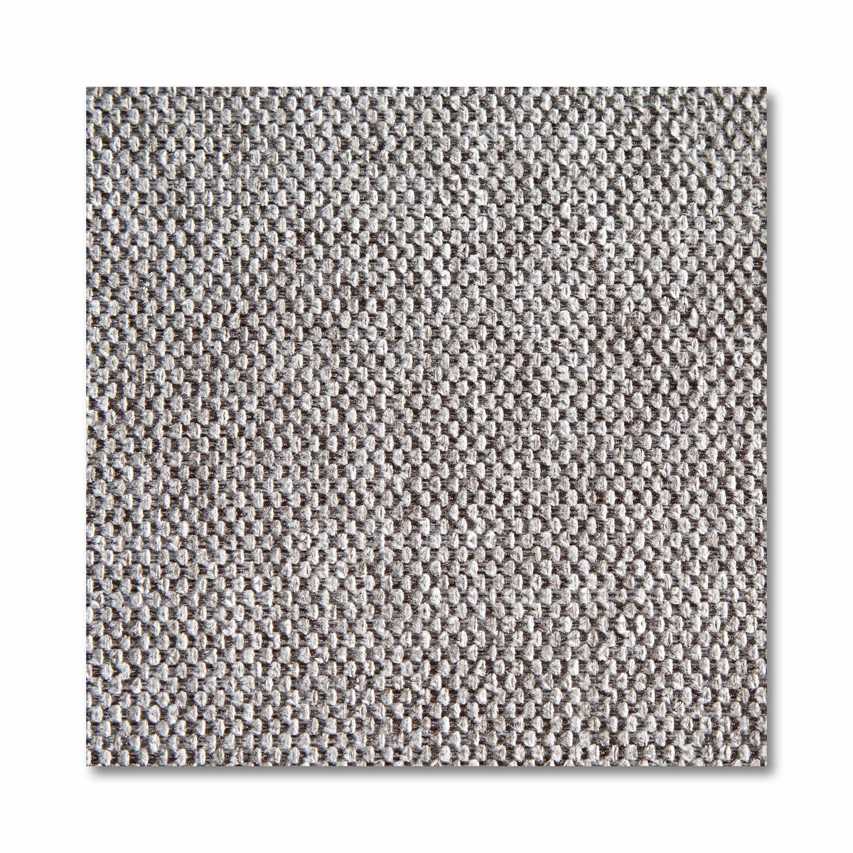 A close-up of a gray textured fabric swatch reveals a tightly woven pattern with a slight sheen and shadow on the right, ideal for customizable furniture like the My Cloud Slope Loveseat.