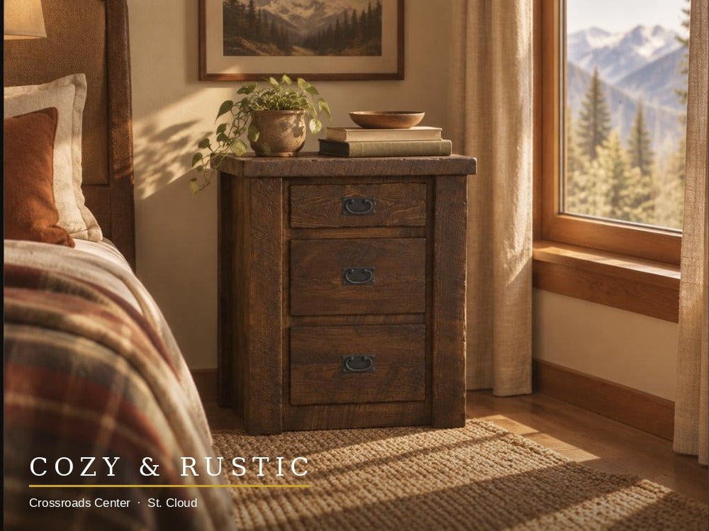 Barnwood Nightstand corner with window light