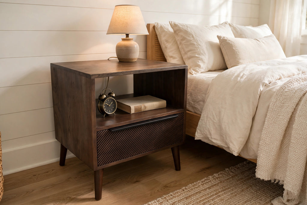 Diagonal Mid-Century Side Table - staged view 2