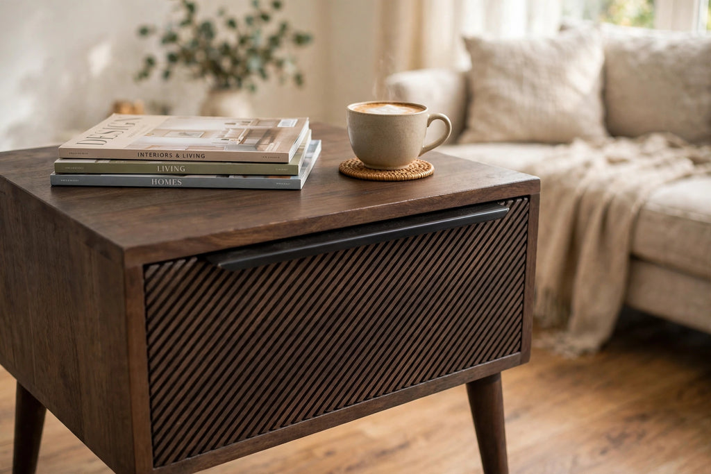 Diagonal Mid-Century Side Table - staged view 3