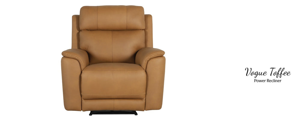 Tamarack Collection warm toffee top-grain leather power reclining sofa group — Cozy & Rustic